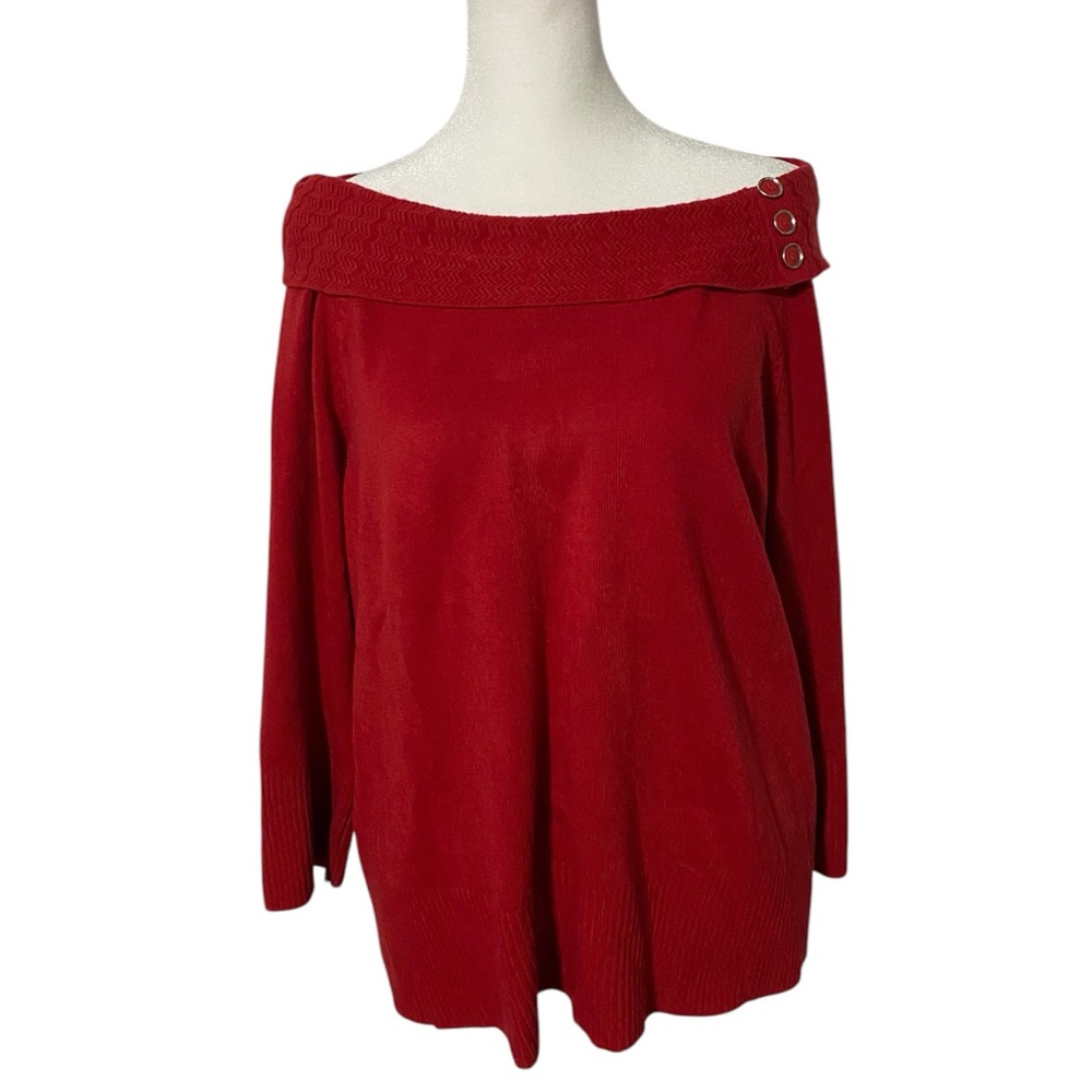R.Q.T Red Button Detail Knit Sweater Top